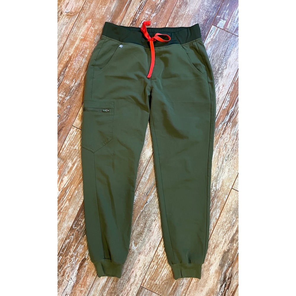 FIGS Zamorra Jogger Scrub Pants Olive Green Womens Small Yoga Waistband